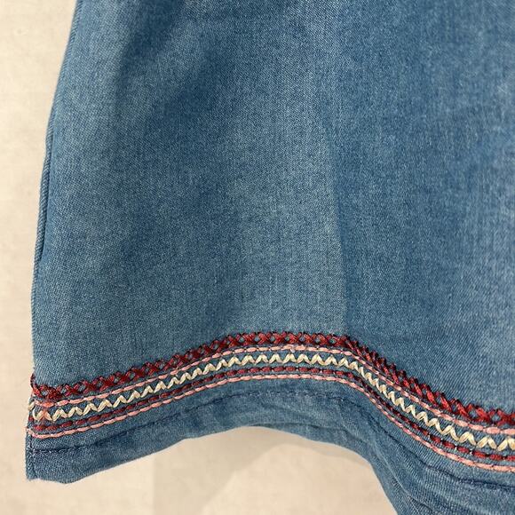 Vince Camuto Blue Chambray Girls 3T Dress Long Sleeve Embroidered Button Up - Picture 7 of 7